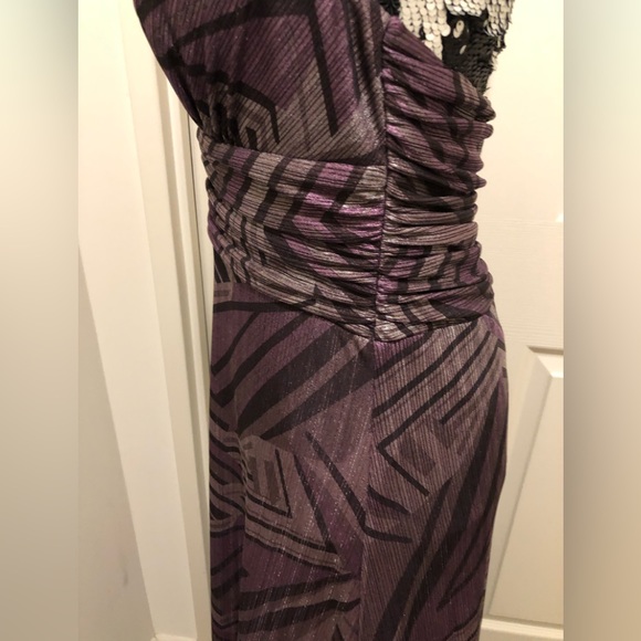 Frank Lyman Gown Maxi Halter Abstract Print in Black - Silver-Purple/Mauve - Picture 7 of 11